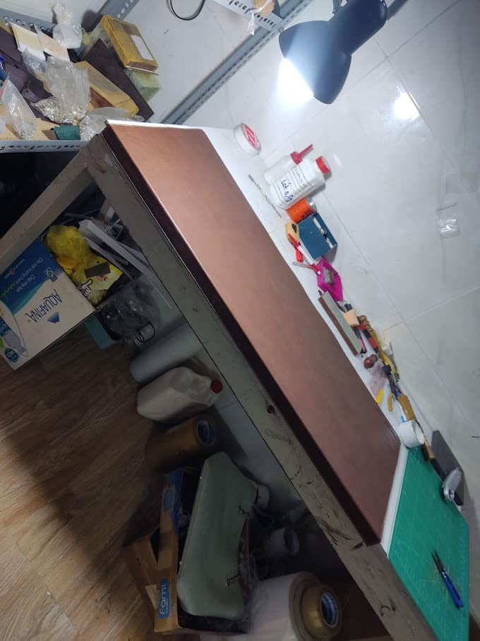 Lót bàn làm việc da bò thật - 2 lớp da, gập cạnh Lót bàn làm việc da bò 2 lớp da gập cạnh