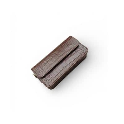 Bao da đựng 2 điện thoại da cá sấu