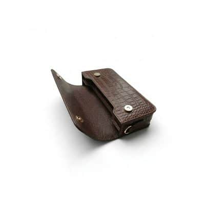 Bao da đựng 2 điện thoại da cá sấu