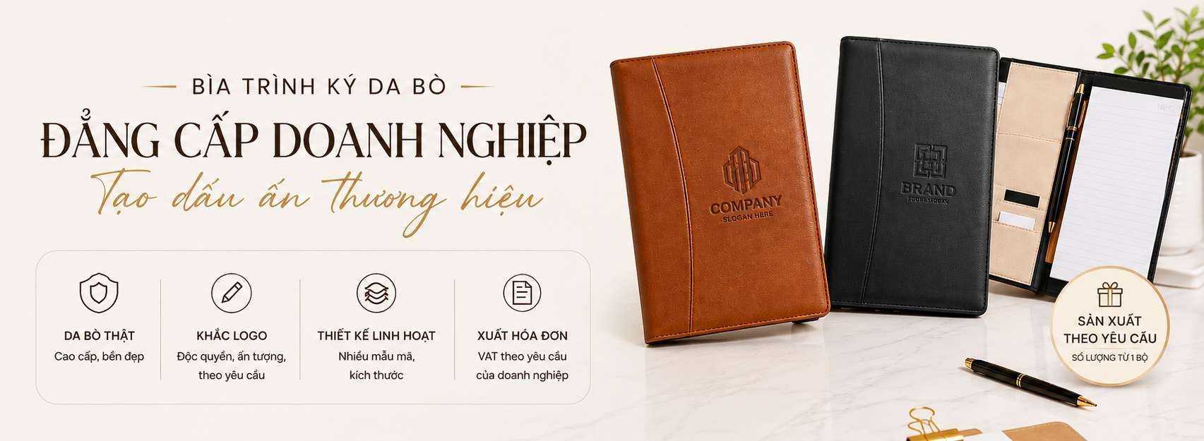 Bìa trình ký da thật cao cấp