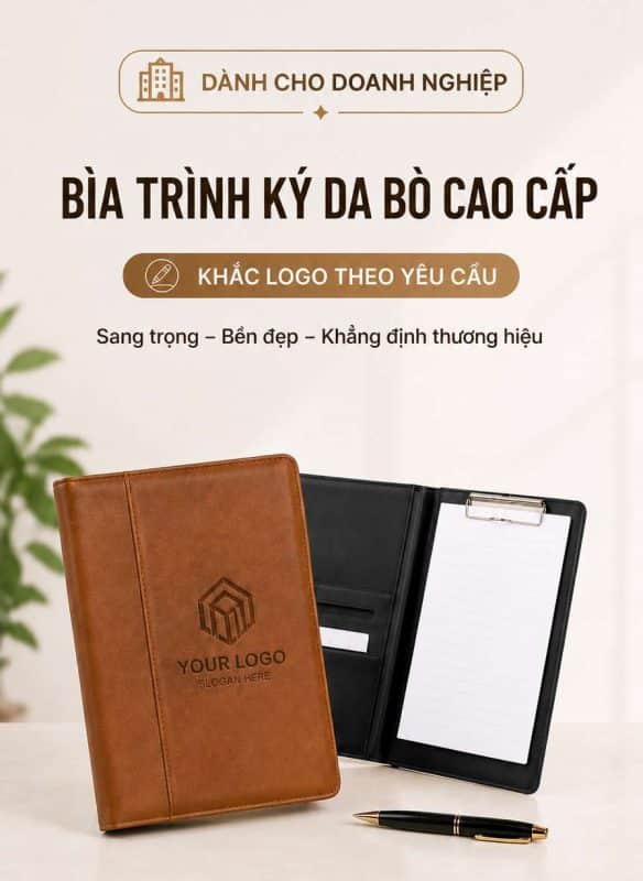 Bìa trình ký da bò thật cao cấp