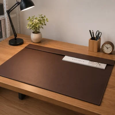 Tấm lót bàn làm việc da bò 2 lớp da nắp gập kẹp tài liệu