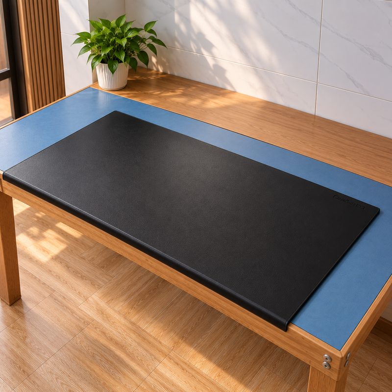 Lót bàn làm việc da bò + Gập cạnh bàn 2 lớp, sơn cạnh Tấm lót bàn làm việc da bò loại gấp cạnh